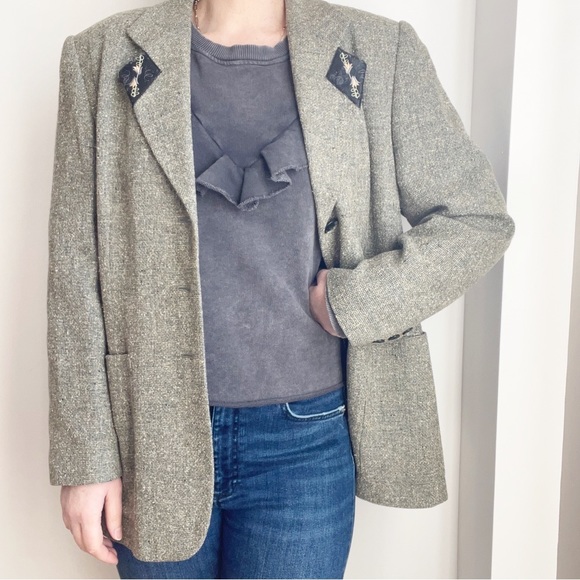 Vintage Klein Petit Paris Blazer Size 10 Wool Cotton Blend - Picture 2 of 13